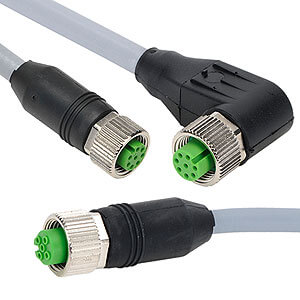 Shielded M12 Sensor Cables with quick-disconnect plugs