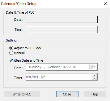 Calendar/Clock Setup