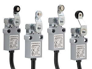 Compact metal limit switches with lever and roller actuator
