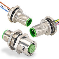 Receptacles and bulkhead connectors for M12 cables