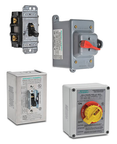 Bryant Enclosed Manual Motor Controllers/Disconnects