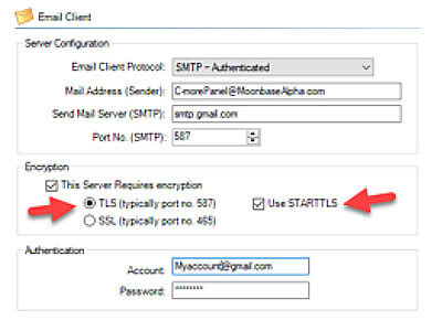 Added Email Support for TLS/STARTTLS