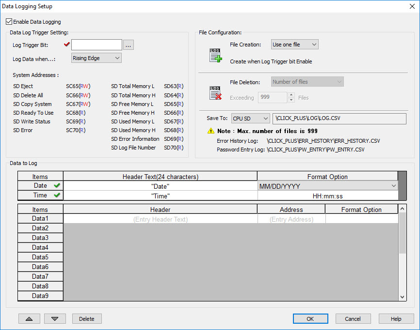 Data Logging Setup