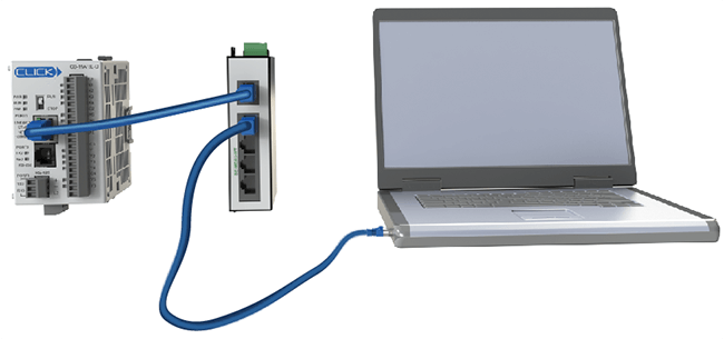 ethernet with a switch or hub pc to plc connection