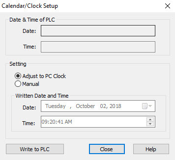 Calendar/Clock Setup