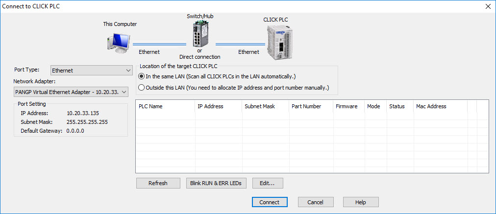 Connect to PLC