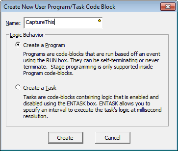Do-more Create New Code Block Window
