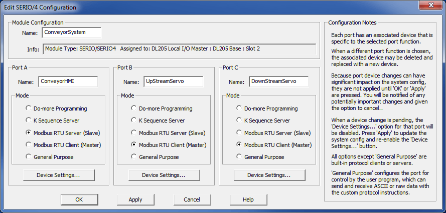 Communications diagram - serial ports