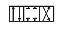Schematic Symbol for 4 port, 3 position, center closed valve