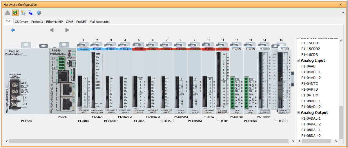 protos x i/o hardware configuration