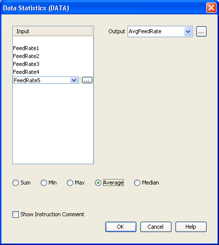 Data Statistics Instruction Dialog Box