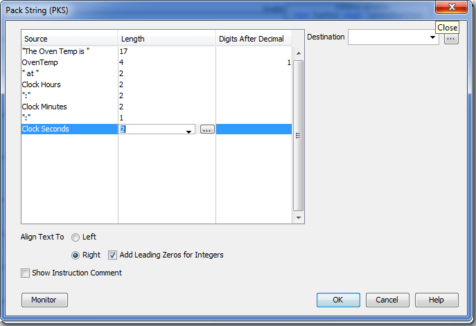 Pack String Dialog