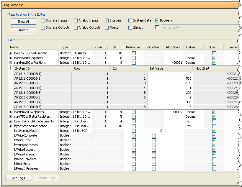 tag database screen capture