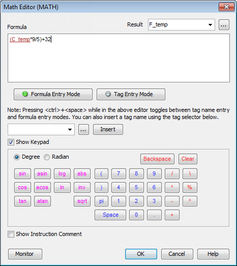 Math Instruction Dialog Box